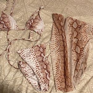 snake skin 3 piece bikini set